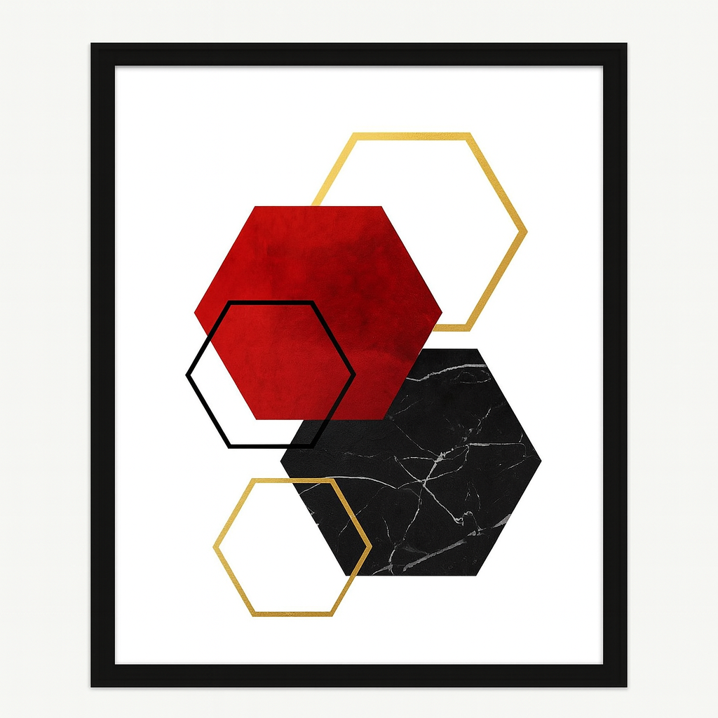 Modern Geometric Wall Art - Set of 3 (Hexagon, Circle, Triangle)
