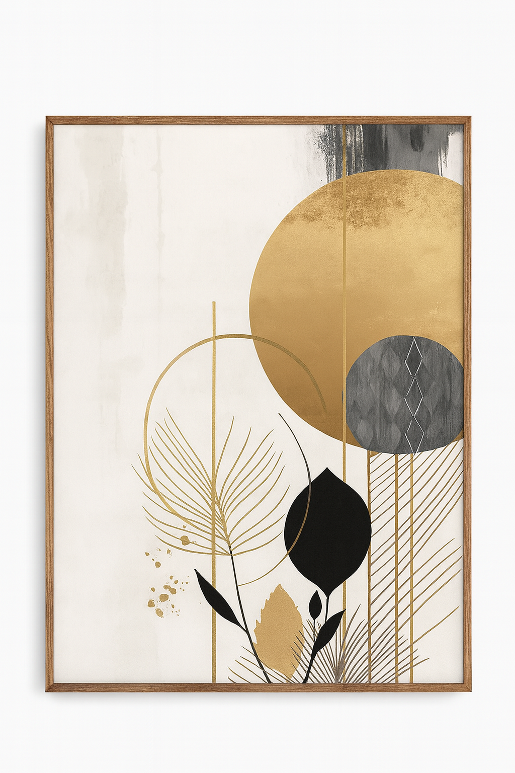 Elegant Golden Abstract Wall Frames - 3 Piece Modern Decor Set