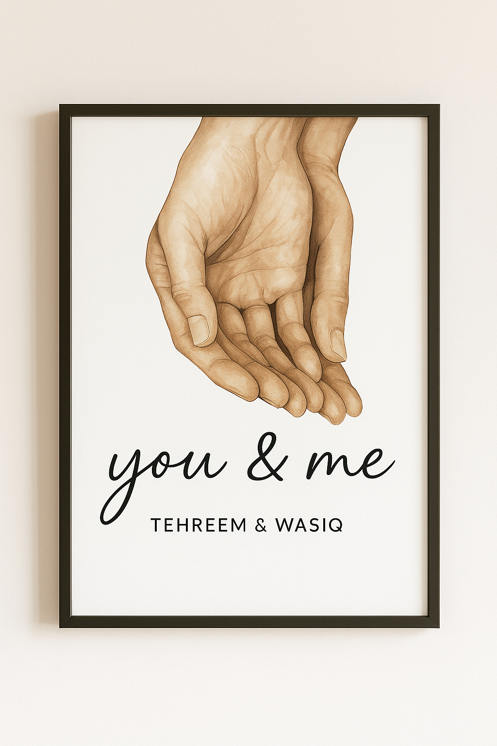 Romantic Couple Wall Art Set (3 Pieces) – "Yes", Heart Line &amp; "You &amp; Me"