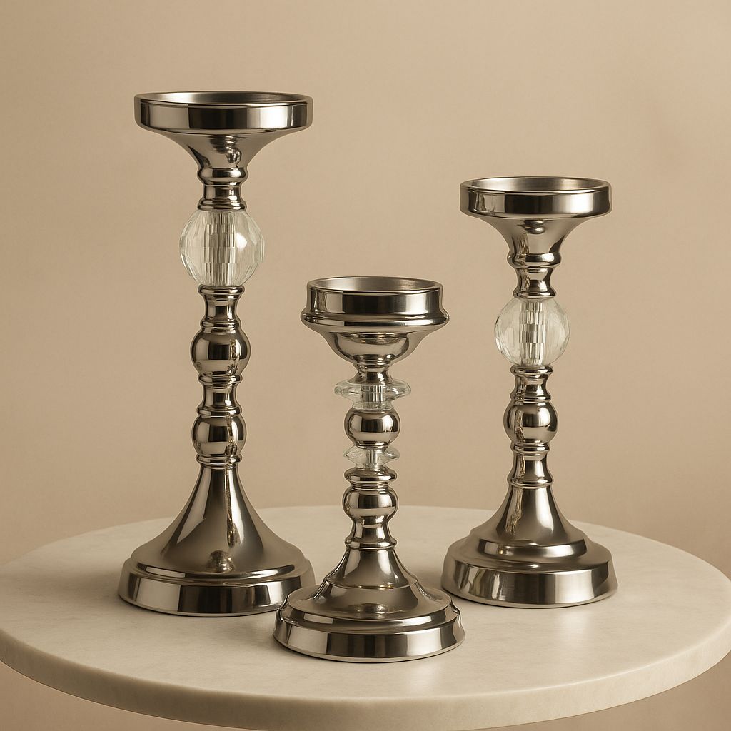 Kensington Silver & Crystal Candle Stand