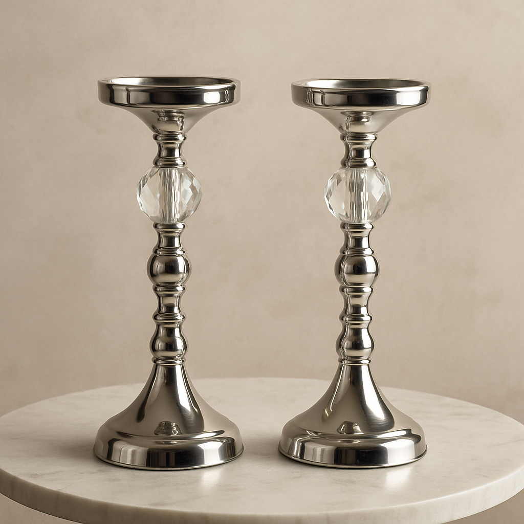 Kensington Silver & Crystal Candle Stand