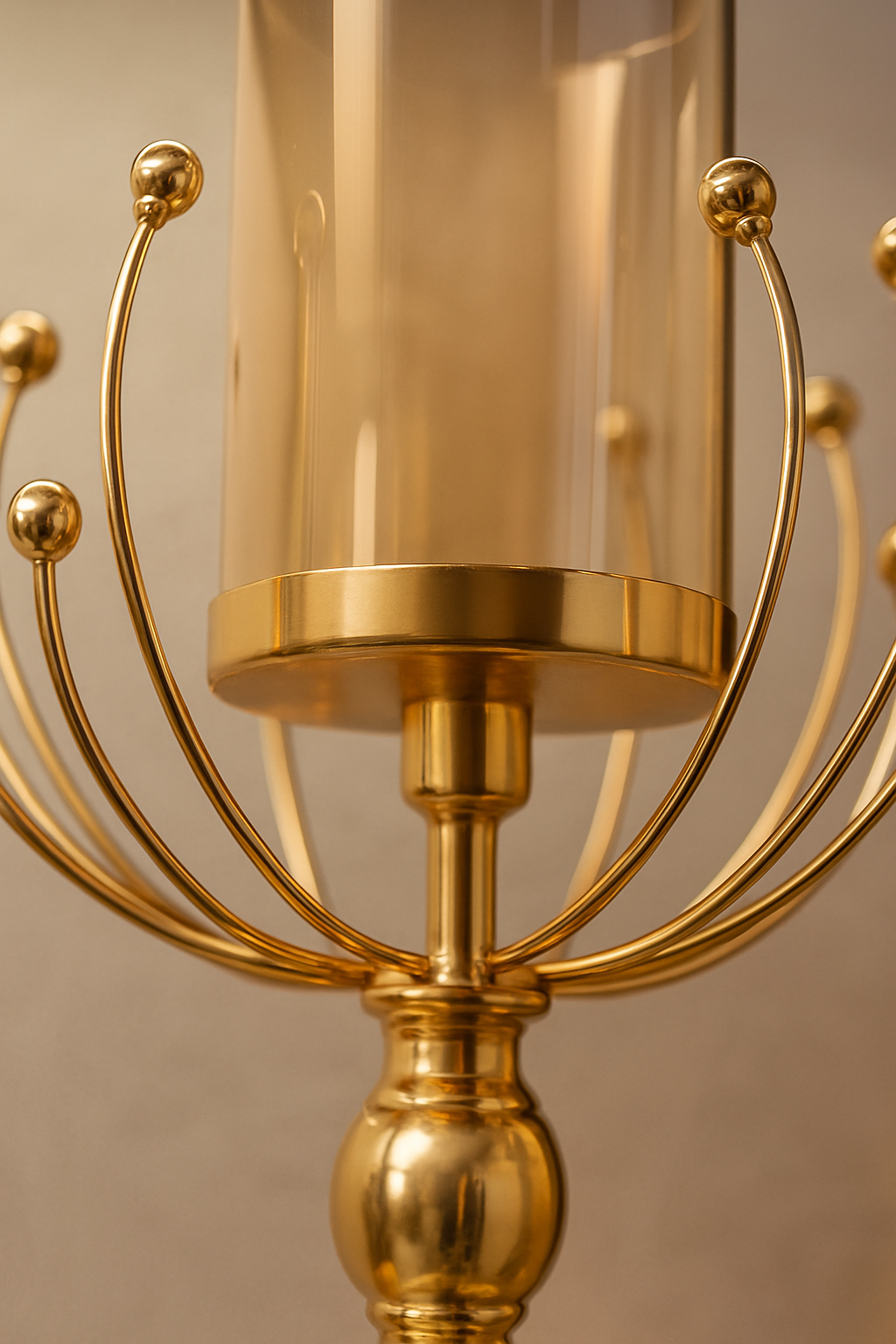 Golden Peacock Fan Candle Holder