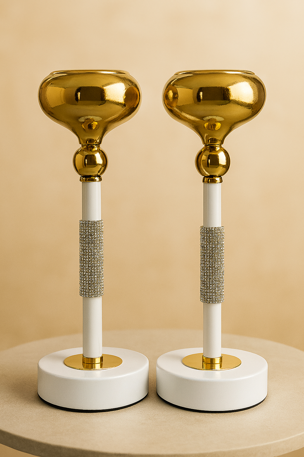 Showstopper White & Gold Crystal Candlesticks