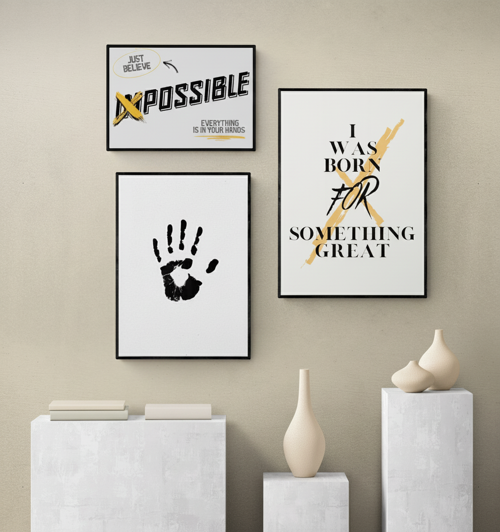 Pair Of 3 Inspirational Home Decor - Contemporary Quote Wall Art Frames