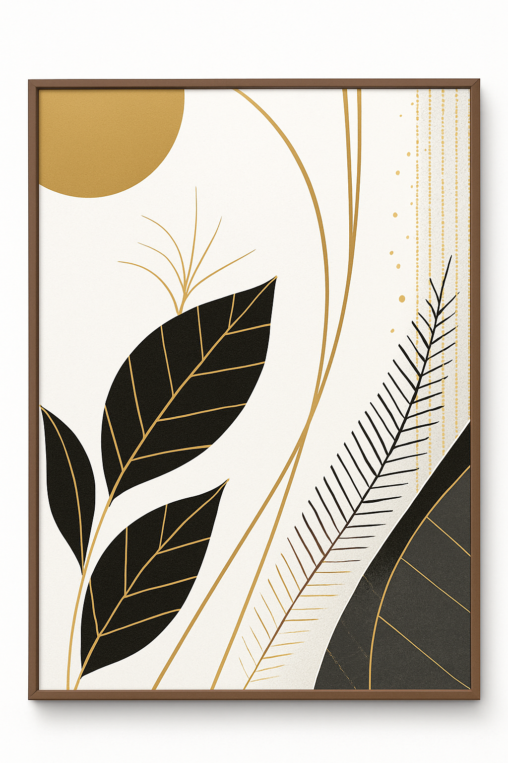 Elegant Golden Abstract Wall Frames - 3 Piece Modern Decor Set