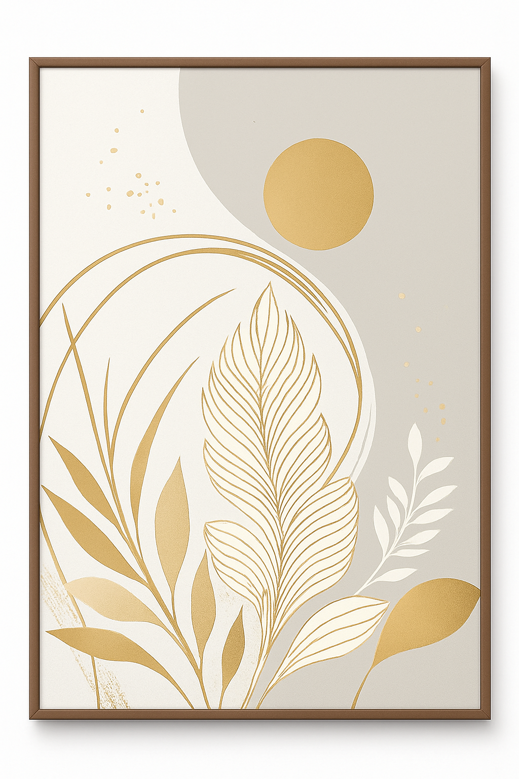 Elegant Golden Abstract Wall Frames - 3 Piece Modern Decor Set