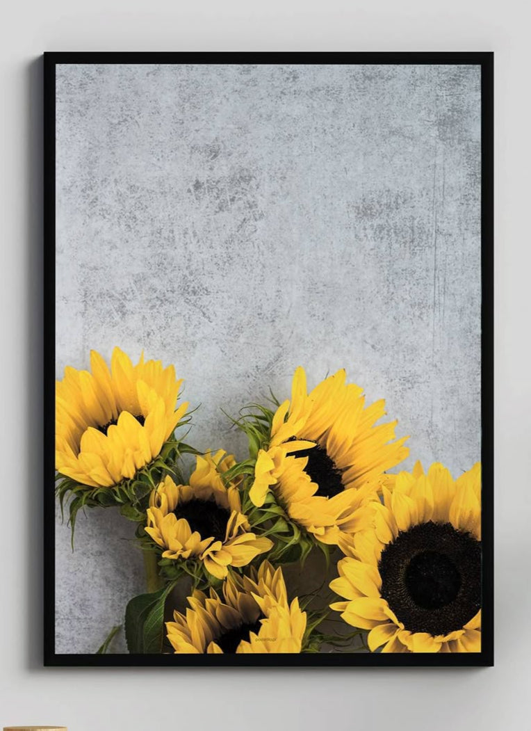 Elegant Sunflower Frame | 16x20 Black Border Wall Art for Home &amp; Living Room Decor