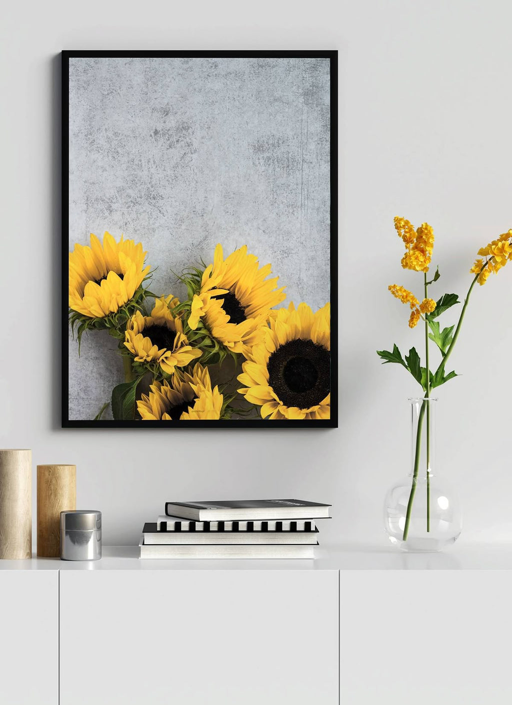Elegant Sunflower Frame | 16x20 Black Border Wall Art for Home &amp; Living Room Decor